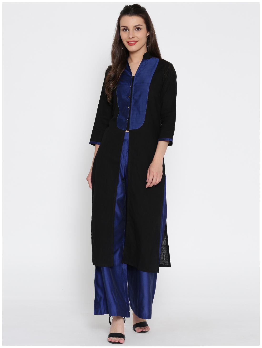 

Jaipur Kurti Women Black Printed Straight Kurta