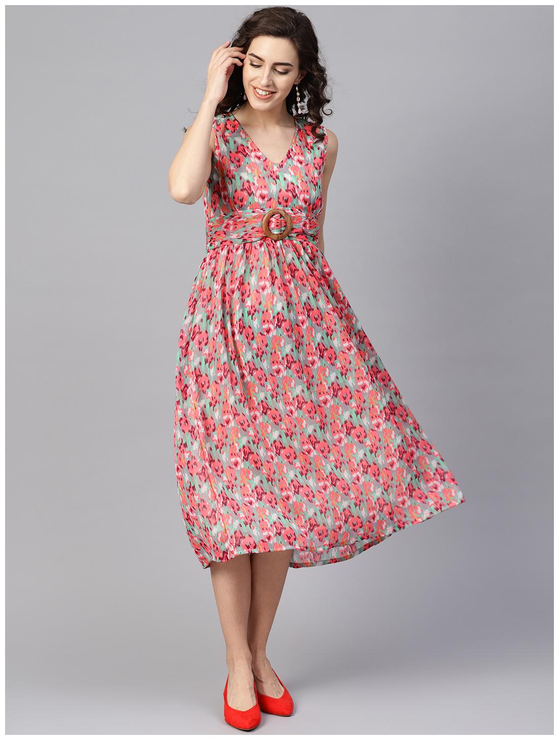 

Jaipur Kurti Pink Printed A-line dress