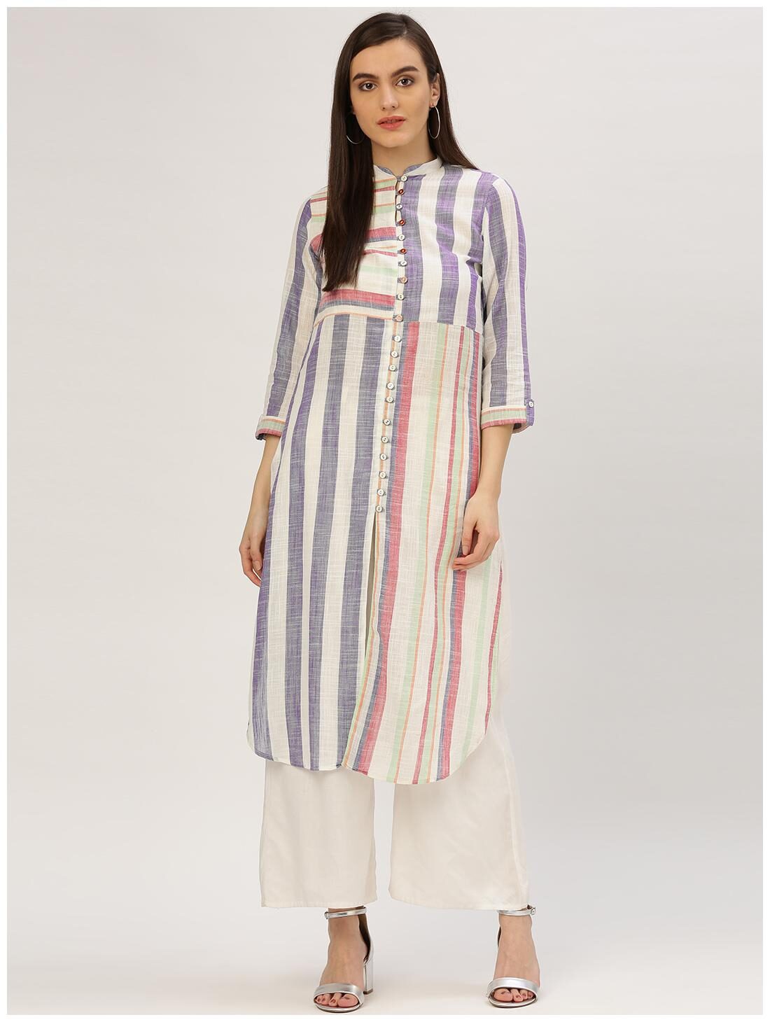 

Jaipur Kurti Women Multi Striped Straight Kurta