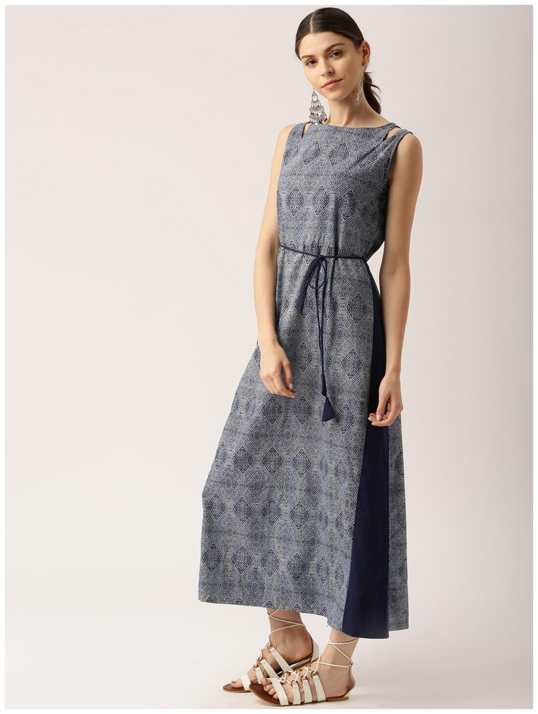 

Jaipur Kurti Women Navy Printed A-Line Midi Kurtis