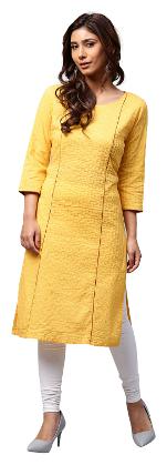 

Jaipur Kurti Women Yellow Solid Straight Kurta