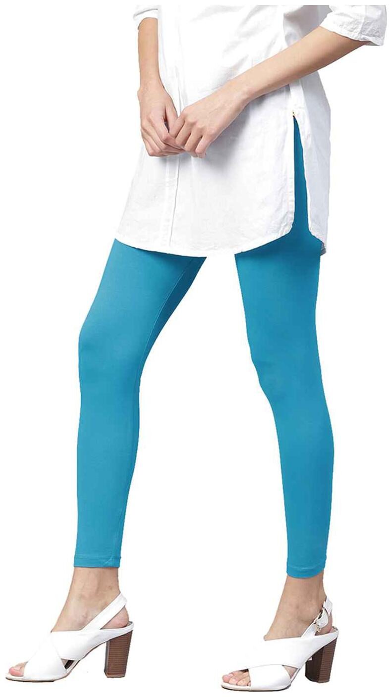 

Jaipur Kurti Women Turquoise Solid Cotton Lycra Leggings