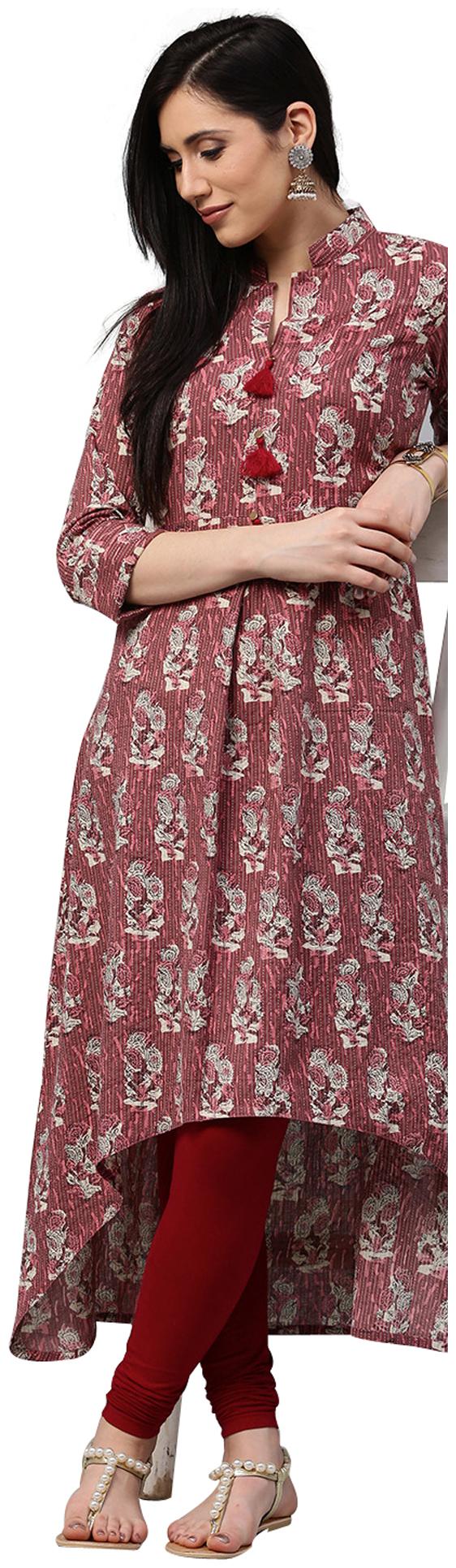 

Jaipur Kurti Women Pink Printed Straight Kurta