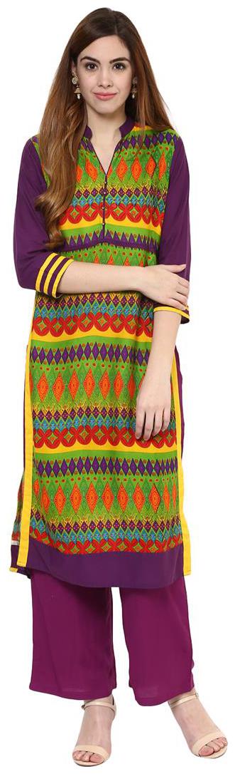 

Jaipur Kurti Women Pink Printed Straight Kurta With Palazzo