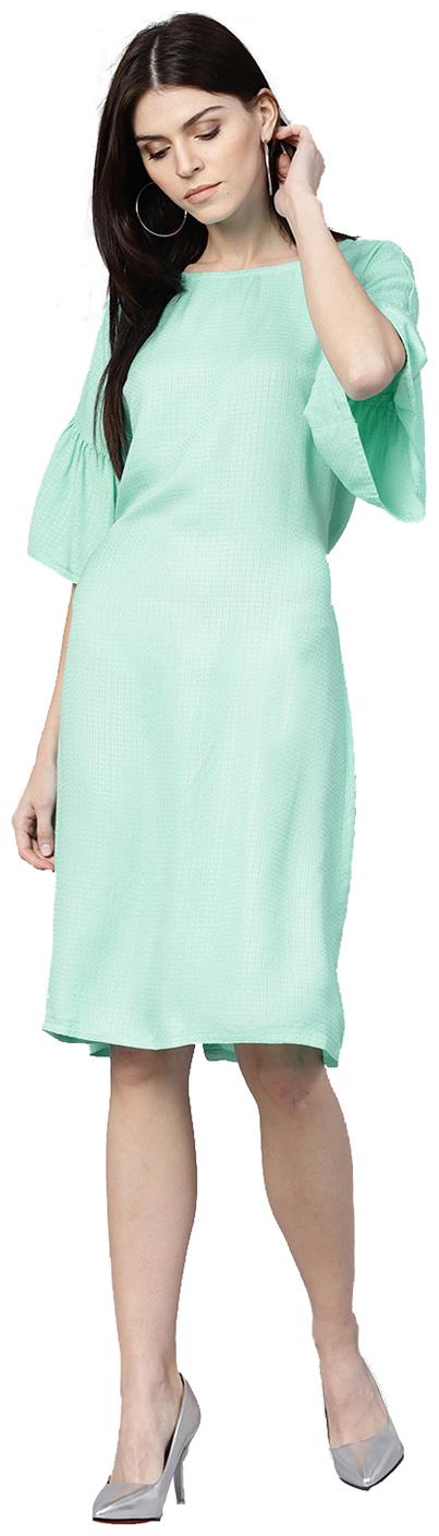 

Jaipur Kurti Women Sea Green Solid A-Line Dobby Kurti Dress