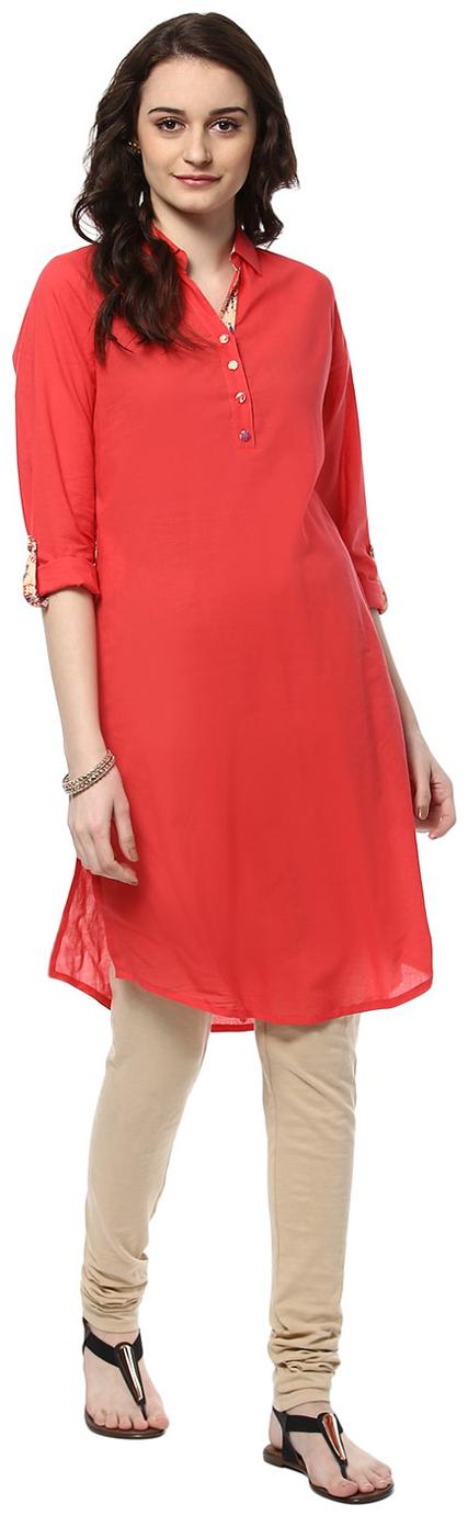 

Jaipur Kurti Women Pink Solid Straight Kurta