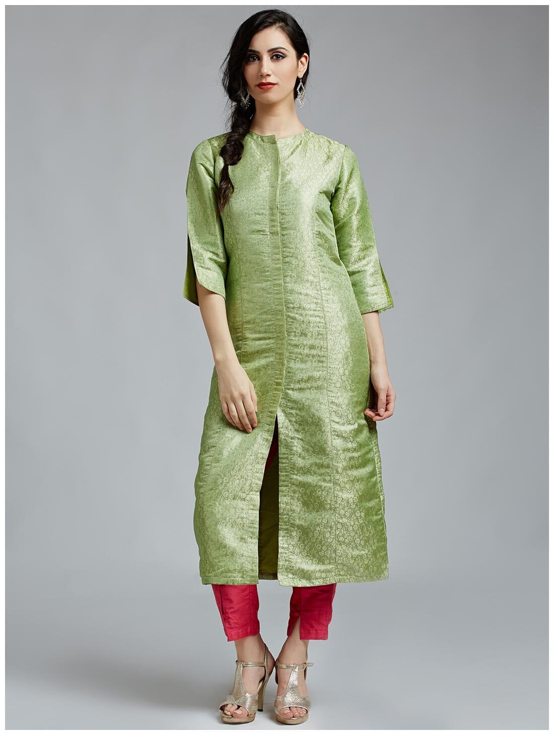 

Jaipur Kurti Women Green Solid Regular Kurta With Pants