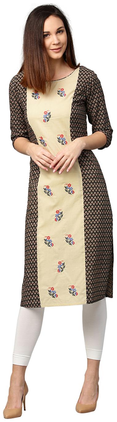 

Jaipur Kurti Women Brown Printed Straight Kurti