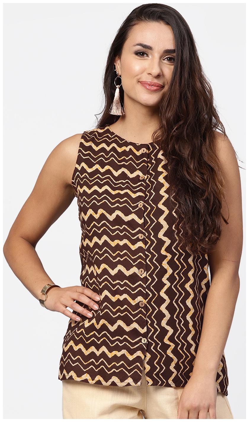 

Jaipur Kurti Women Printed Regular top - Brown