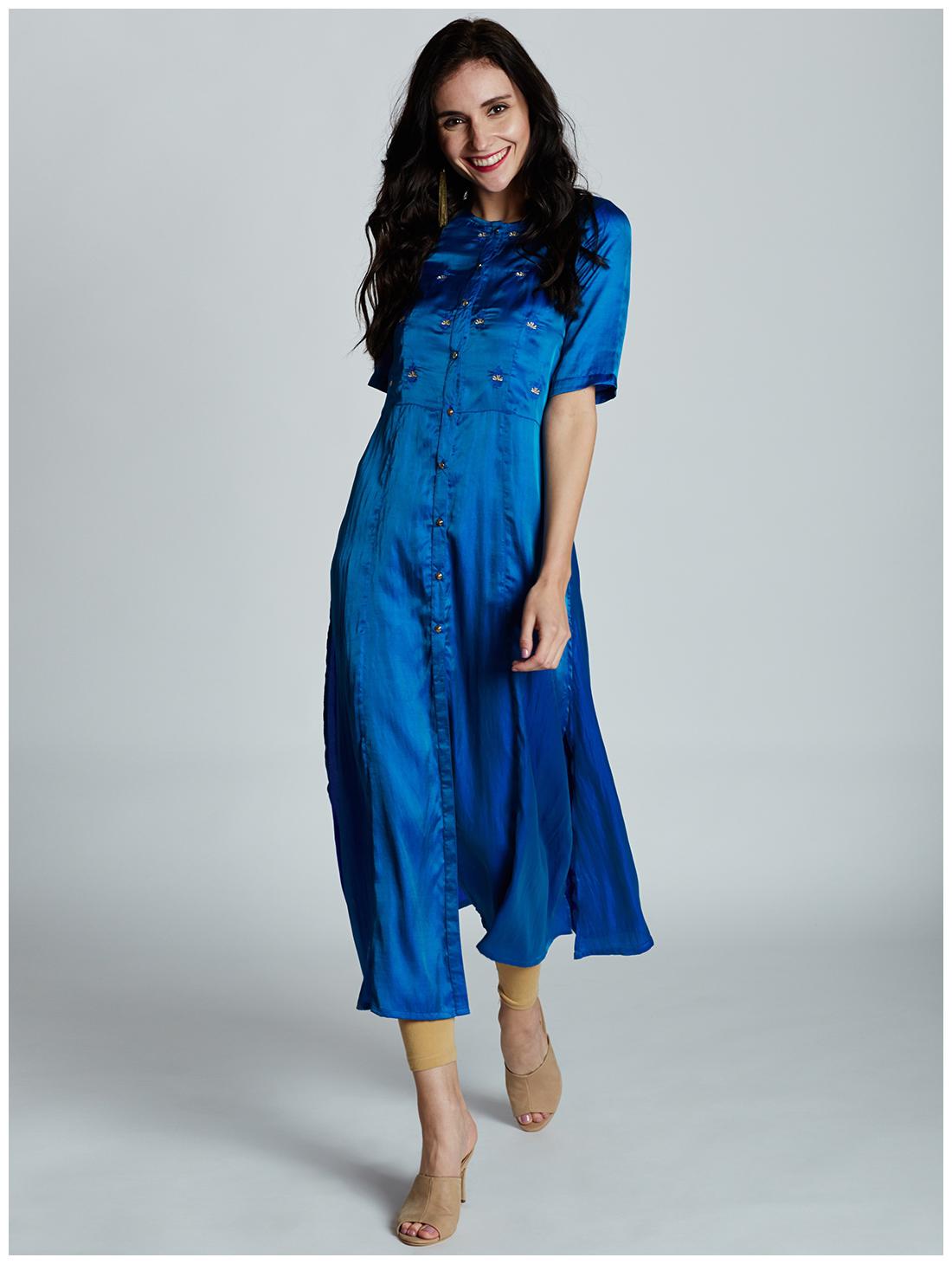 

Jaipur Kurti Women Blue Solid Regular Kurta