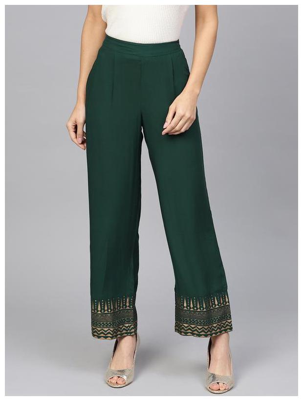 

Jaipur Kurti Women Green Rayon Slub Palazzo