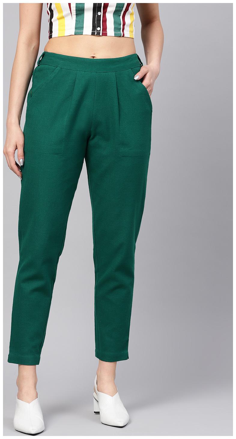 

Jaipur Kurti Women Green Straight fit Regular trousers