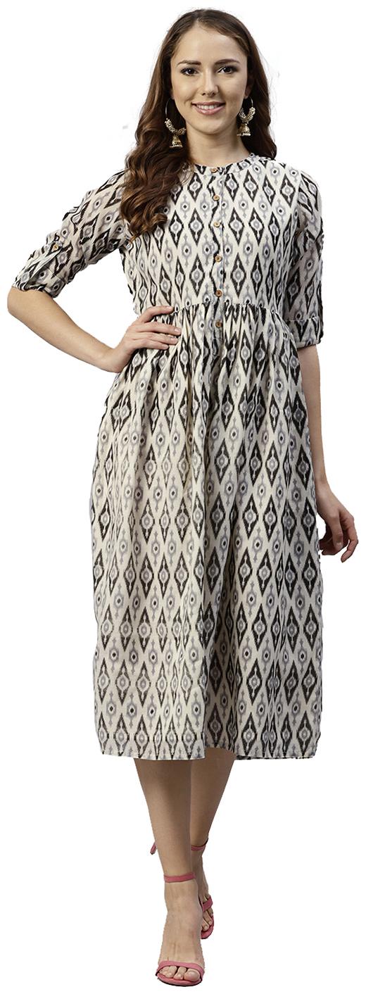 

Jaipur Kurti White Geometric Maxi dress
