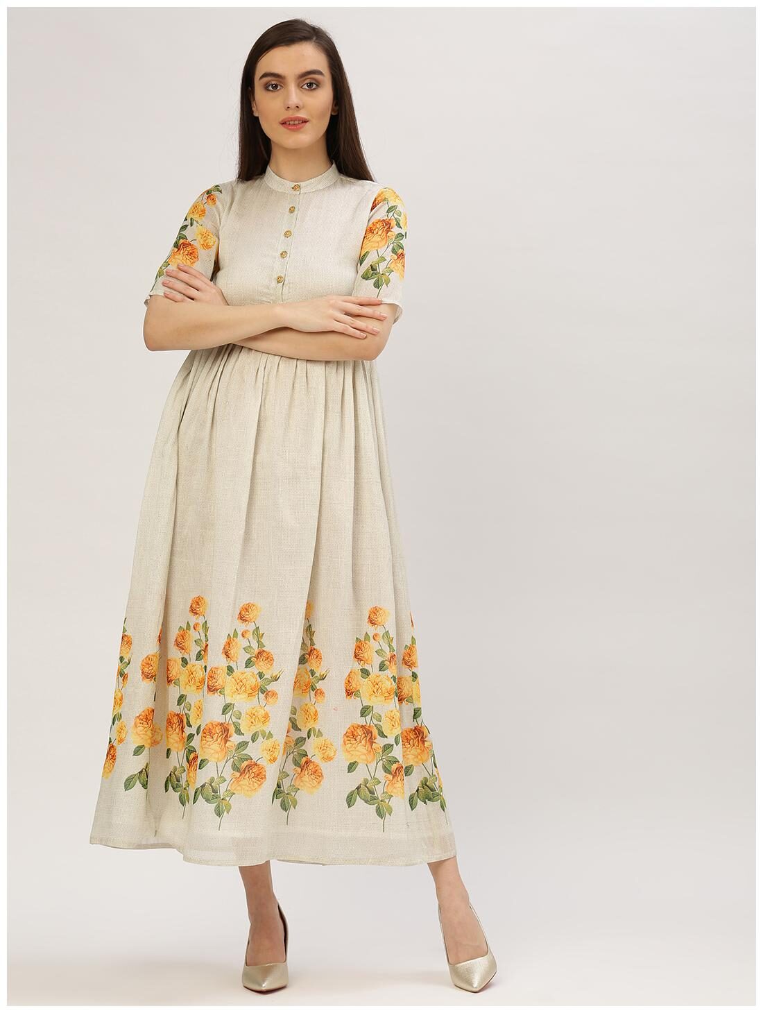 

Jaipur Kurti Women White Printed Straight Kurta
