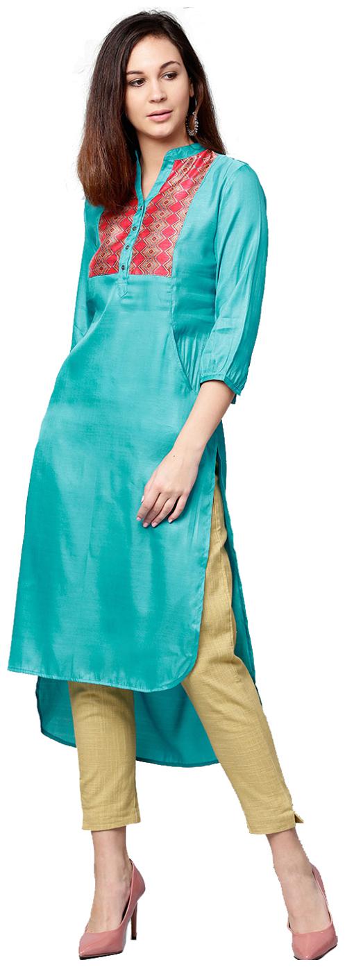 

Jaipur Kurti Women Blue Solid Straight Kurta With Pants