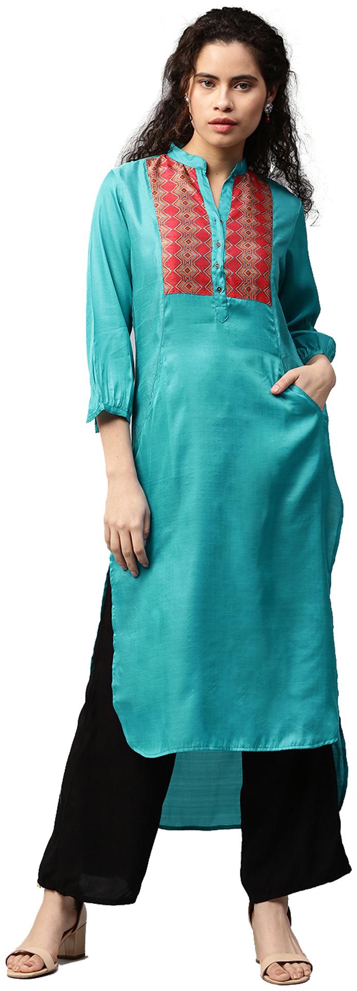 

Jaipur Kurti Women Blue Solid Straight Kurti