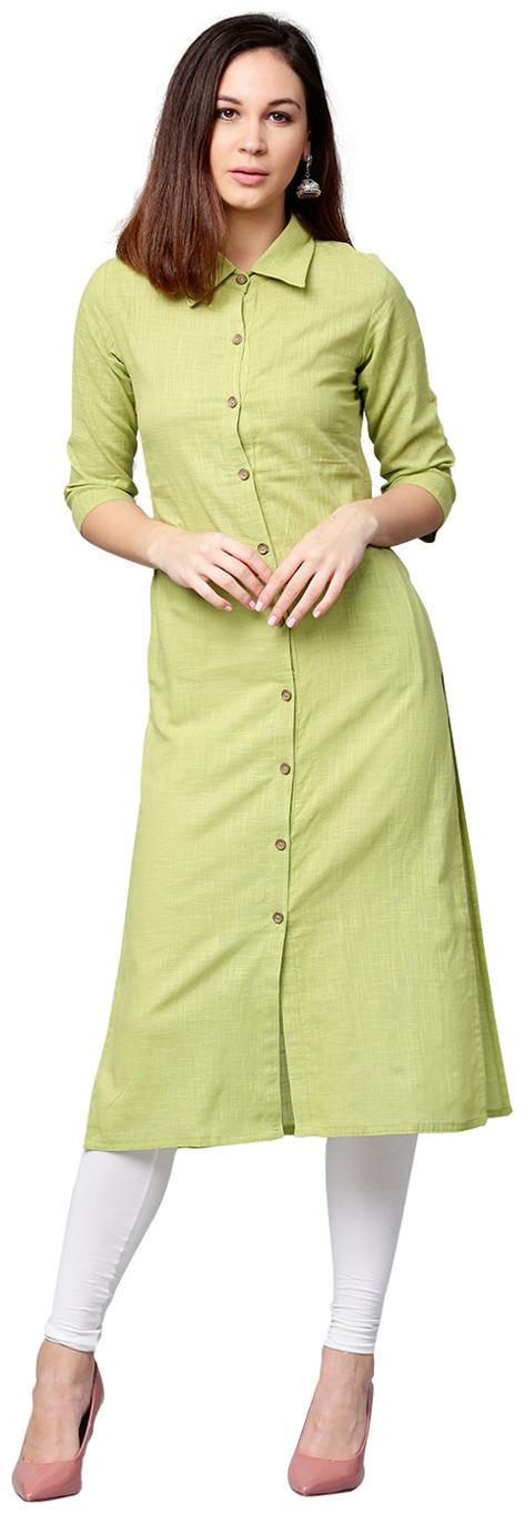 

Jaipur Kurti Women Green Solid Straight Kurta