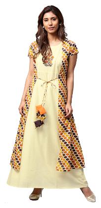 

Jaipur Kurti Women Cream Geometric Embroidered A-Line Cotton Two Piece Kurta