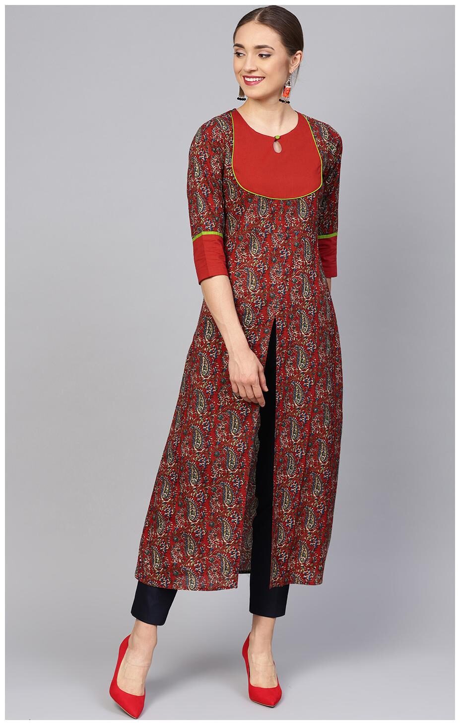 

Jaipur Kurti Women Maroon Solid High Slit Kurti