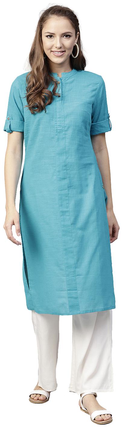 

Jaipur Kurti Women Blue Solid Straight Kurta