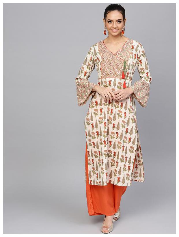 

Jaipur Kurti Women Off White Ethnic Motifs Straight Kurta