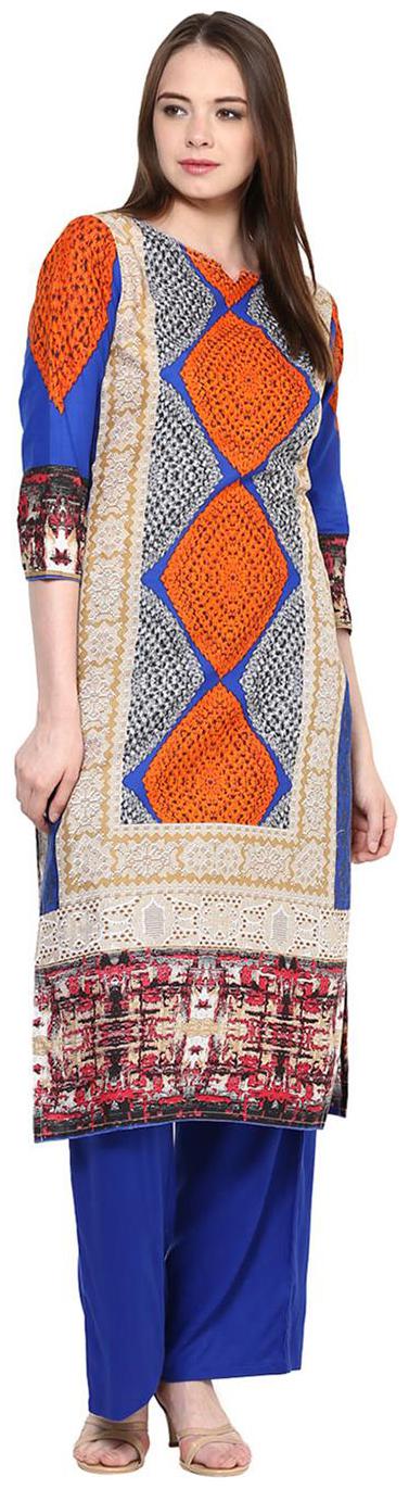 

Jaipur Kurti Women Multi Printed Straight Kurta With Palazzo