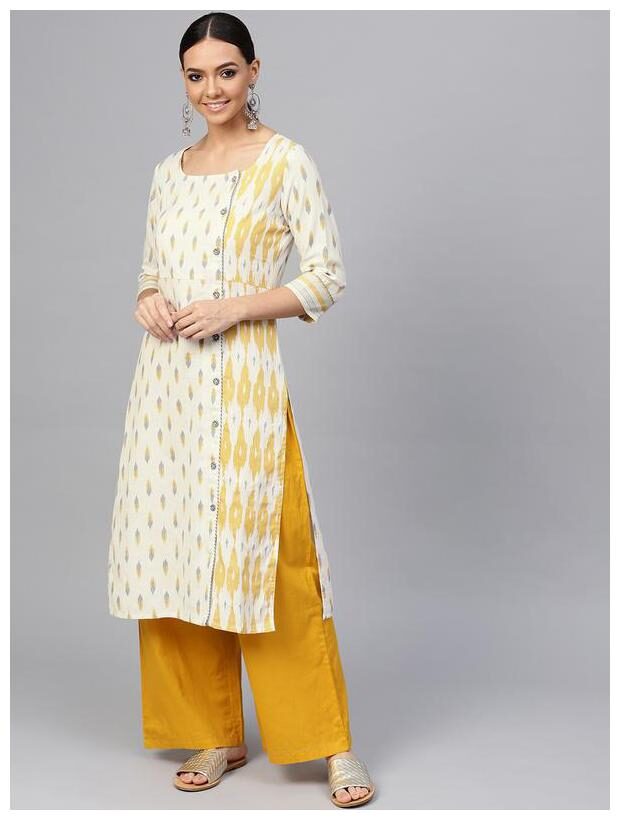 

Jaipur Kurti Women Off White Printed Straight Kurta