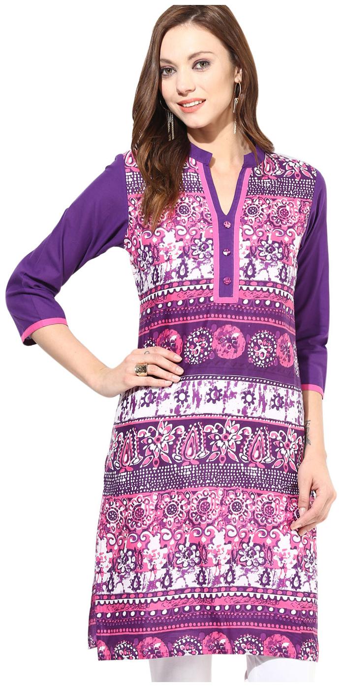 

Jaipur Kurti Women Purple Abstract Straight Kurta