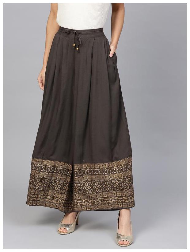 

Jaipur Kurti Women Black Rayon Slub Palazzo