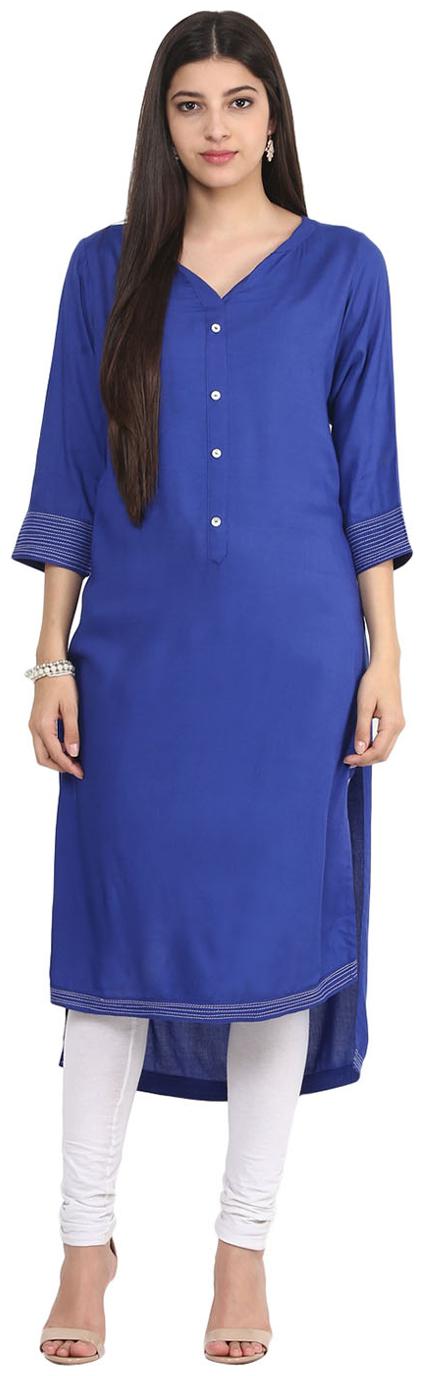 

Jaipur Kurti Women Blue Solid Straight Kurta