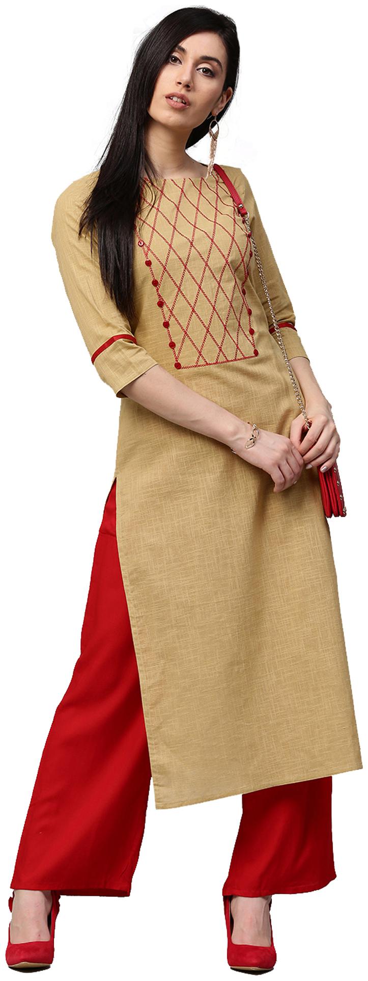 

Jaipur Kurti Women White Solid Regular Kurta With Palazzo