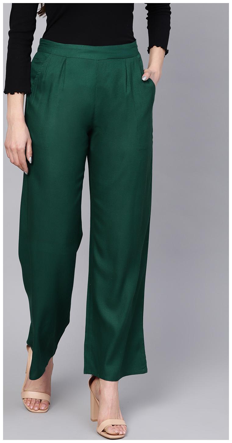 

Jaipur Kurti Green Solid Straight Palazzo