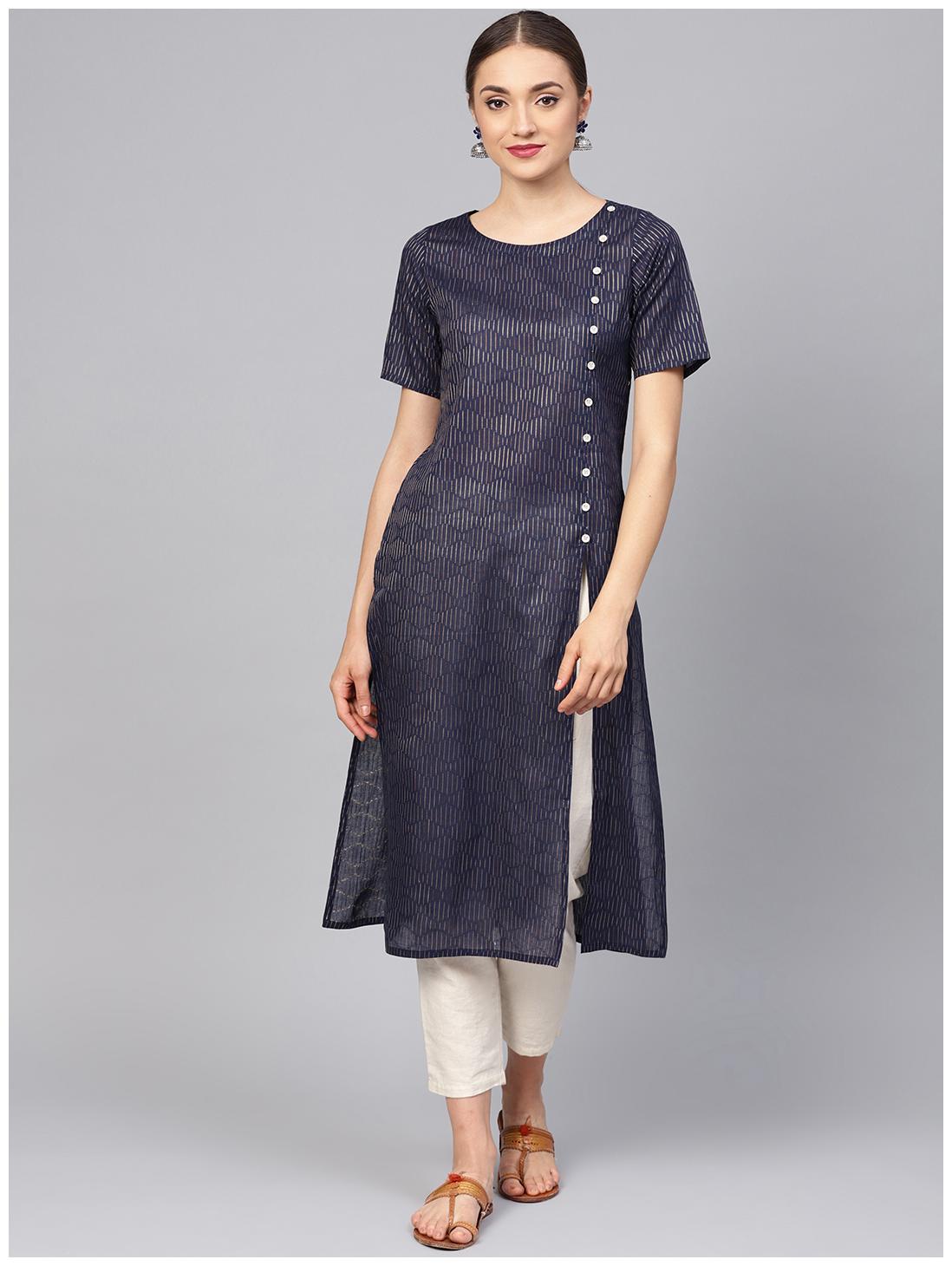 

Jaipur Kurti Women Blue Solid Straight Kurti