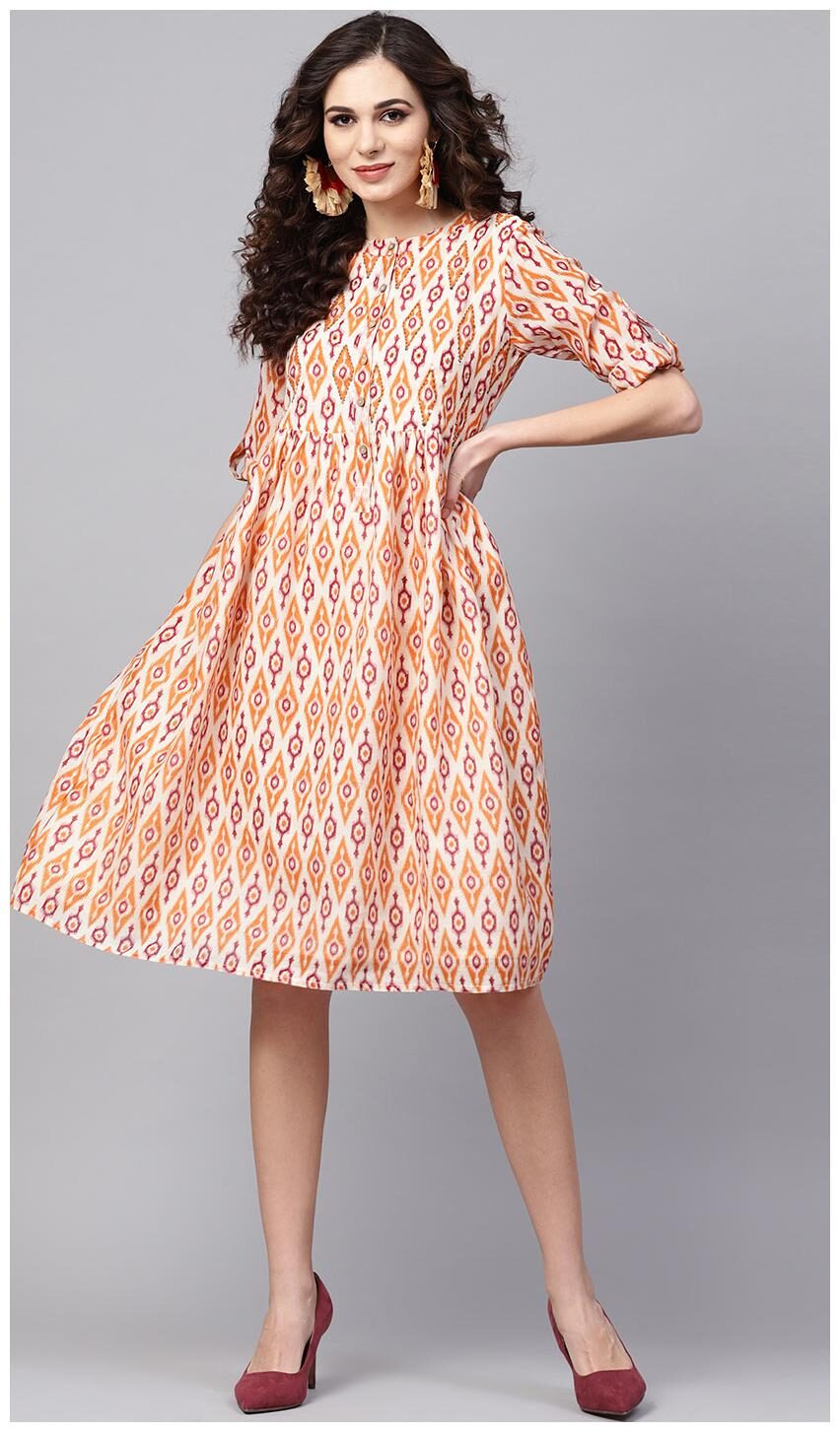 

Jaipur Kurti Multi Geometric A-line dress