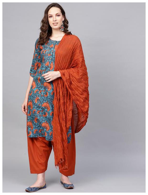 

Jaipur Kurti Cotton Suit Set Blue