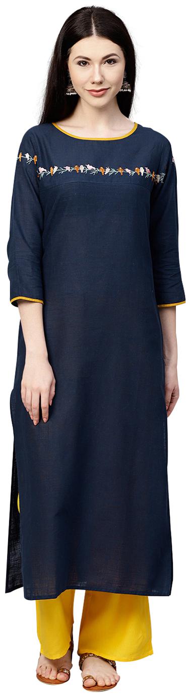 

Jaipur Kurti Women Blue Solid Straight Kurta With Palazzo