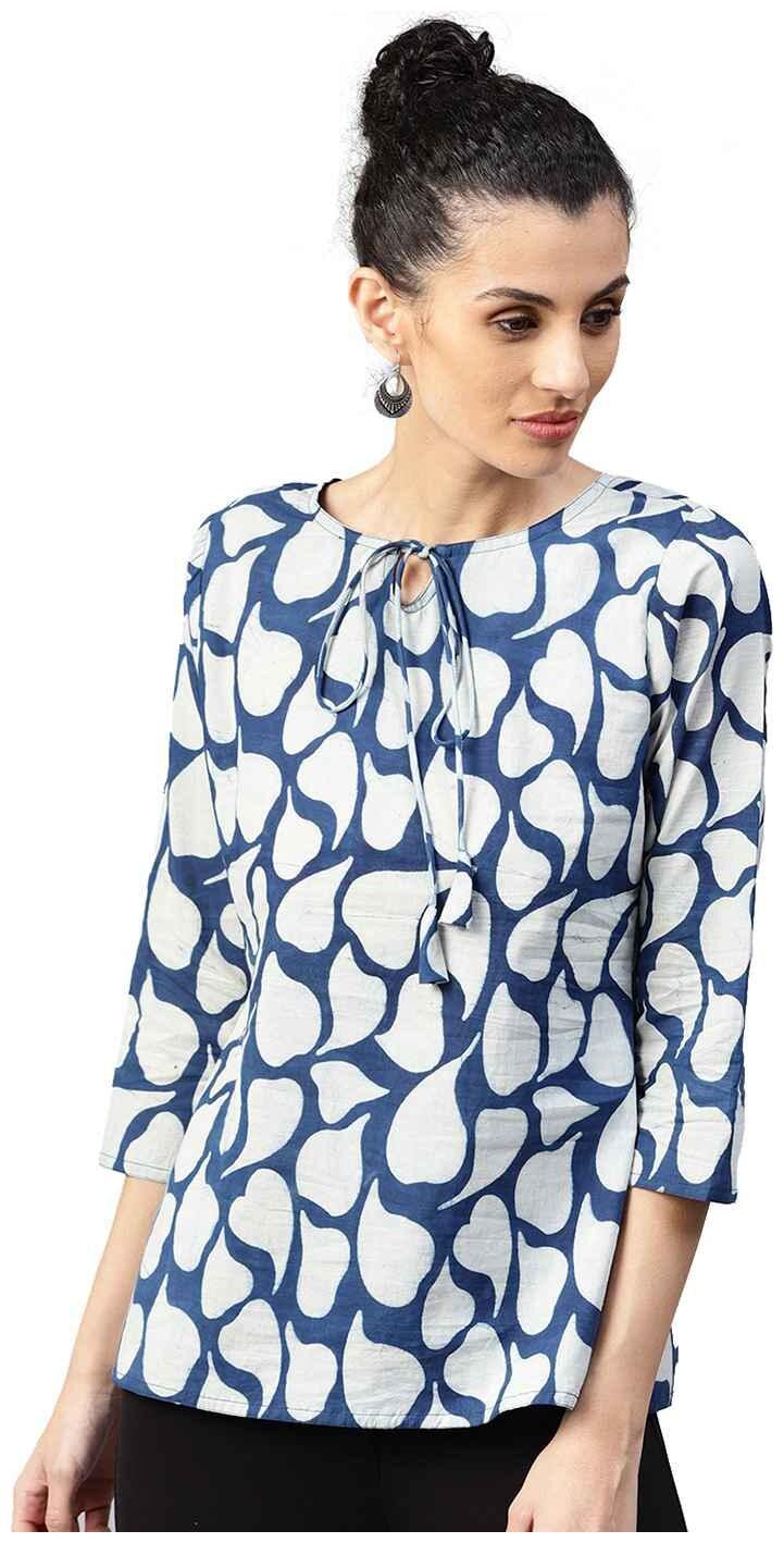 

Jaipur Kurti Women Printed Fusion top - Blue