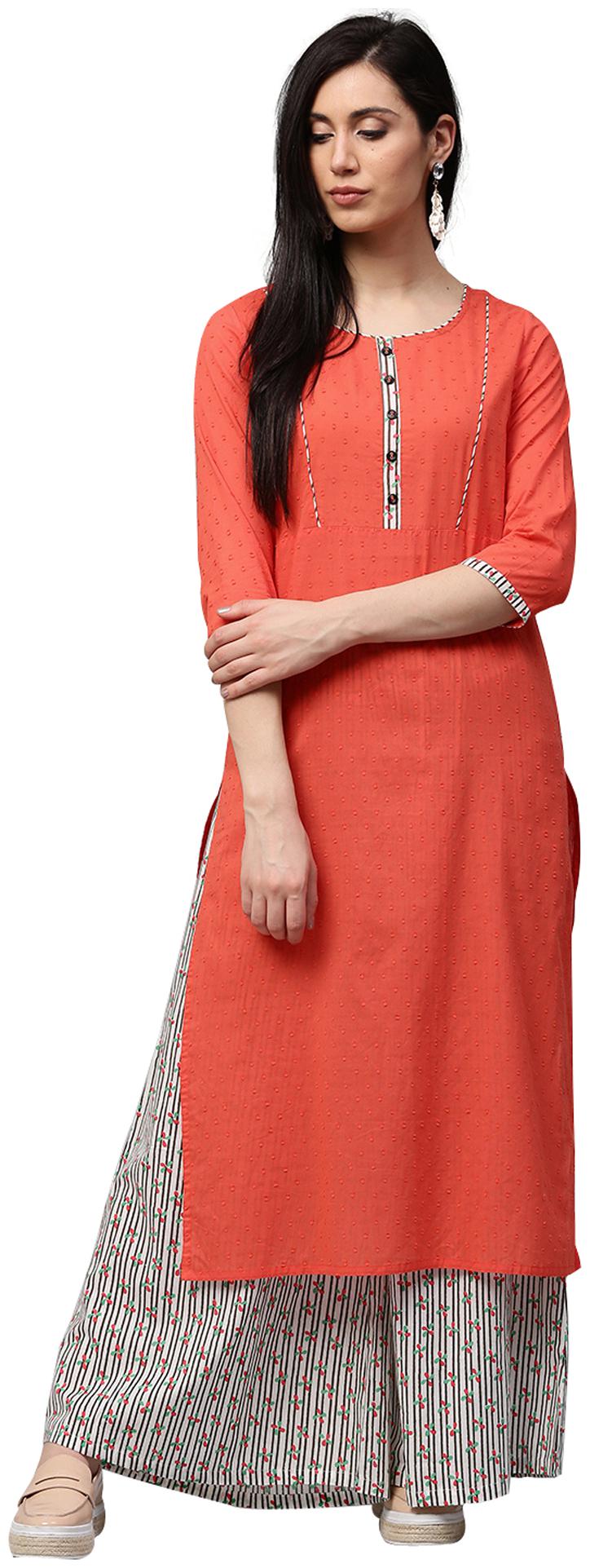 

Jaipur Kurti Women White Solid Regular Kurta With Palazzo