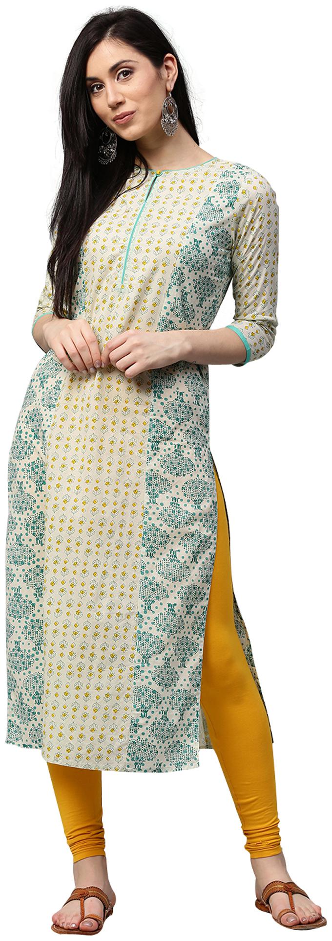 

Jaipur Kurti Women White Printed Straight Kurta