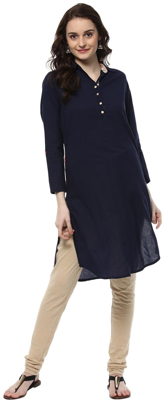

Jaipur Kurti Women Blue Solid Straight Kurta