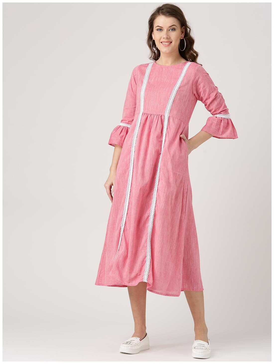 

Jaipur Kurti Women Pink Solid A Line Cotton Flex Kurtis
