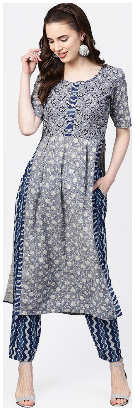 

Jaipur Kurti Women Multi Floral Straight Kurta With Pants