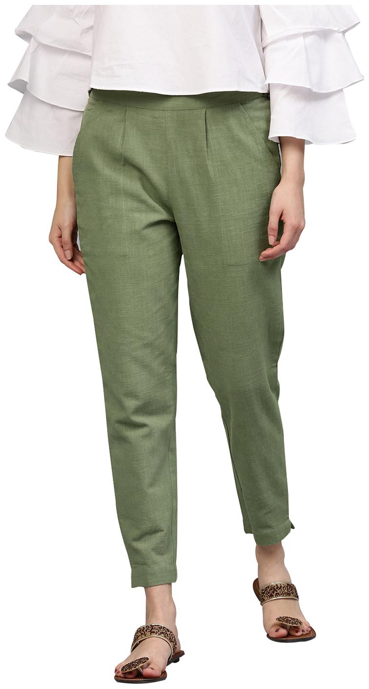 

Jaipur Kurti Women Green Regular fit Regular pants