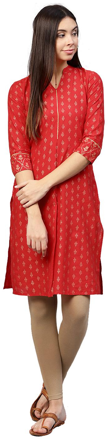 

Jaipur Kurti Women Red Printed Straight Kurta