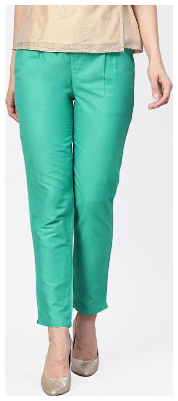 

Jaipur Kurti Women Green Regular fit Regular pants