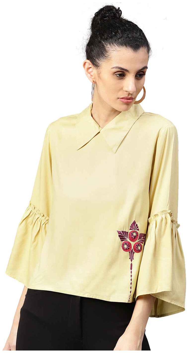 

Jaipur Kurti Women Solid Fusion top - Beige