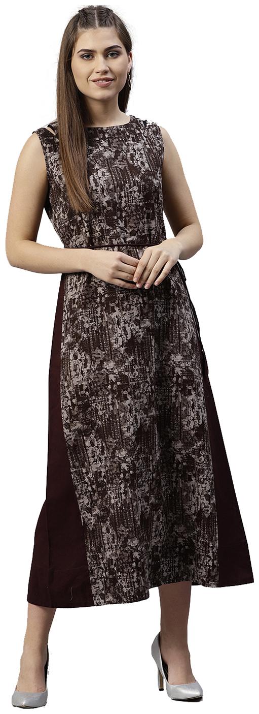 

Jaipur Kurti Brown Abstract Maxi dress