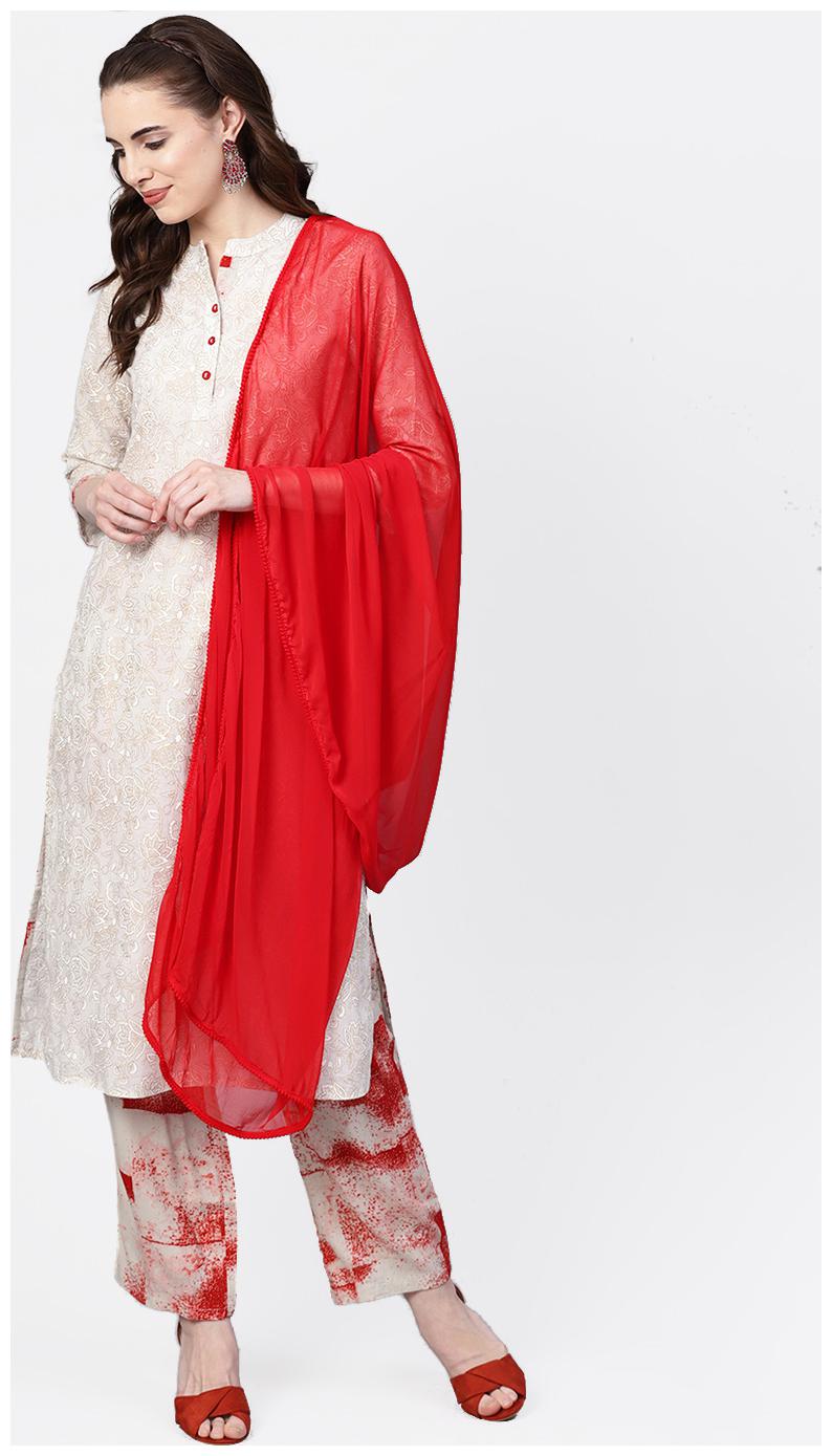 

Jaipur Kurti Women Multi Floral Straight Kurta With Pants And Dupatta