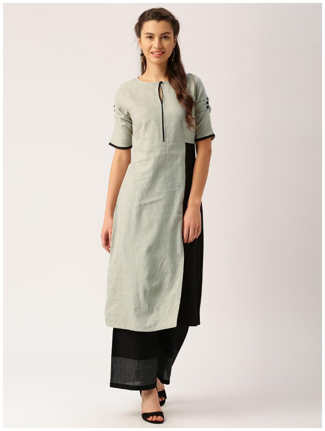 

Jaipur Kurti Women Grey Solid Straight Kurta