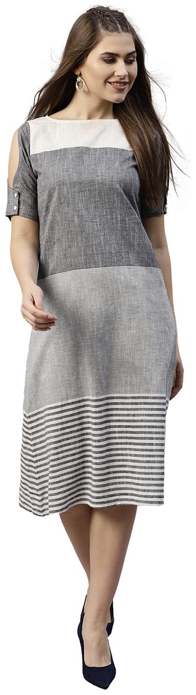 

Jaipur Kurti Grey Geometric Maxi dress